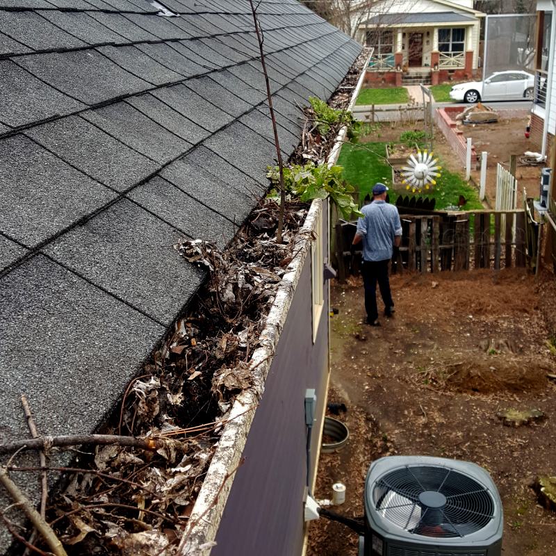 Before Gutter Cleaning Services of House in Indian Trail Before Gutter Cleaning Services of House in Indian Trail